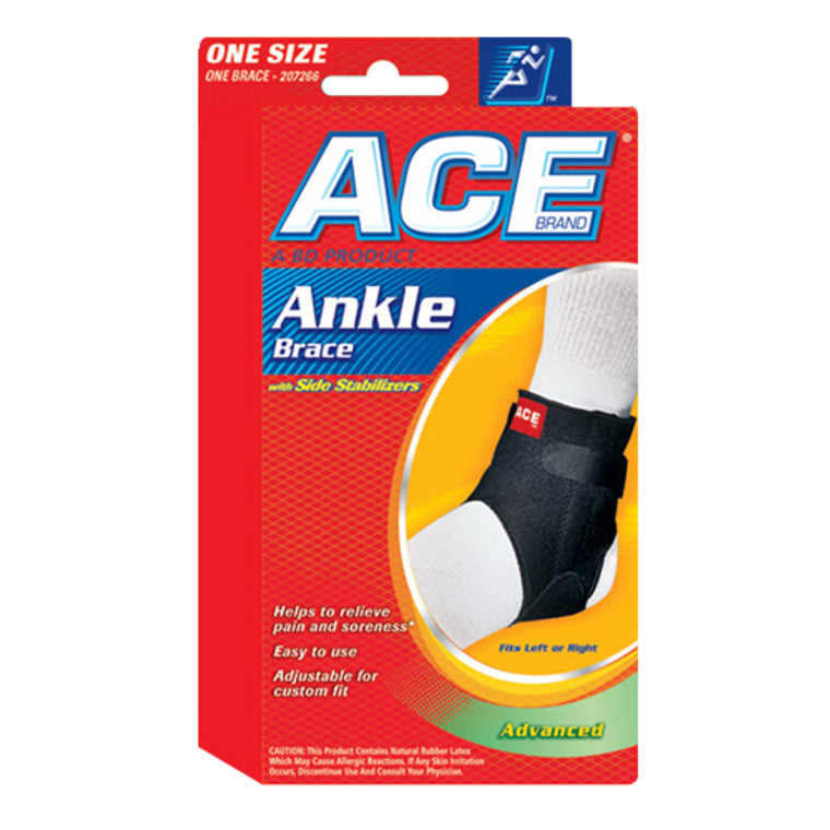 ACE ACE Ankle Brace, With Side Stabilizers, Moderate Support, One Size Personal Care Red