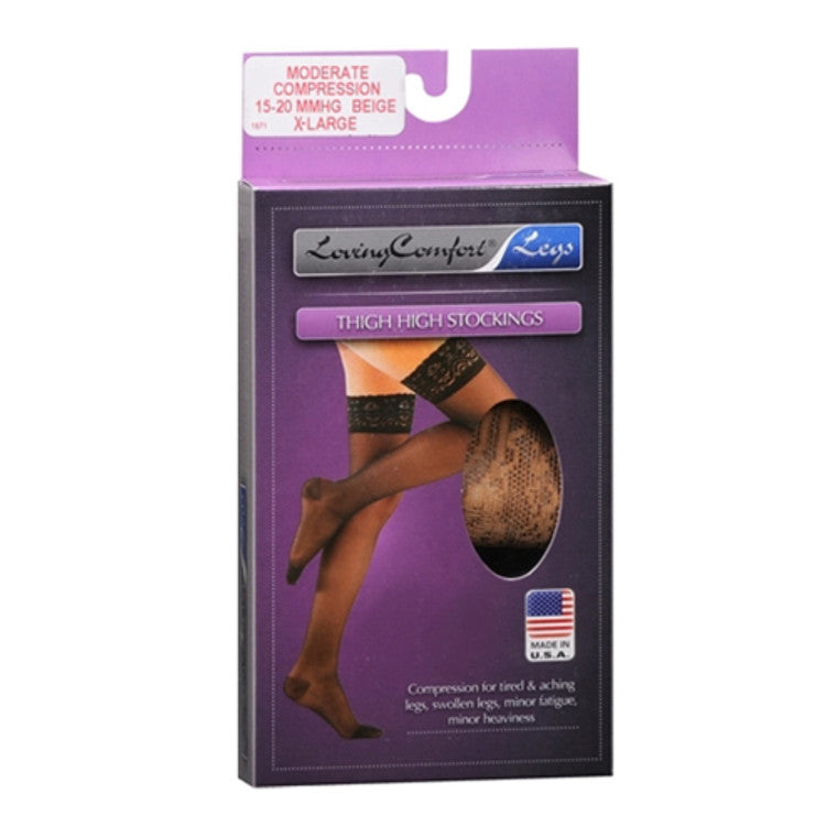 Scott Specialties Scott Specialties Stockings Thigh-High, 10-20 LCE Beige Loving Comfort Support, X-Large Hosiery