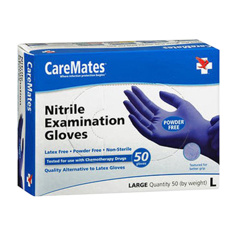 Caremates Caremates Powder Free Nitrile Examination Gloves Large Gloves & Mittens
