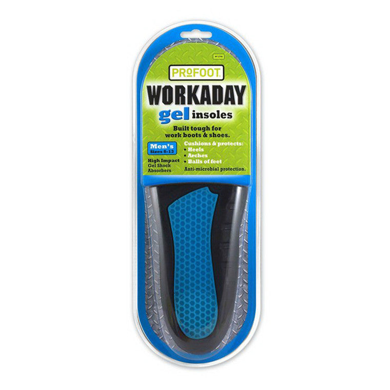 ProFoot Workaday Gel Insoles for Men – All-Day Comfort & Shock Absorption, 1 Pair Foot Care