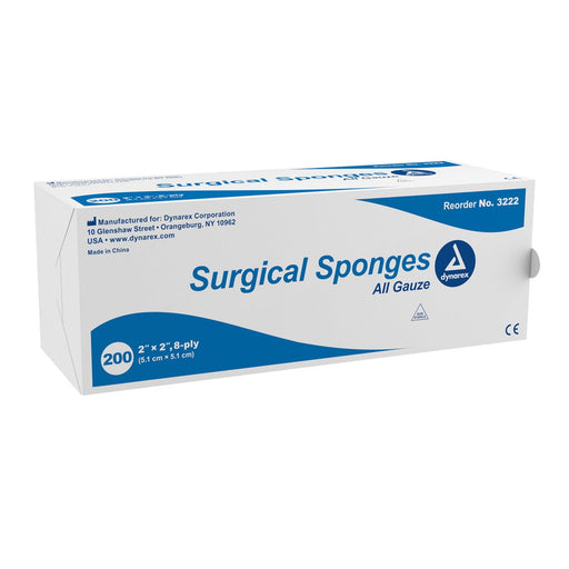 Dynarex Non-Sterile Gauze Sponges - 2" x 2", 8-Ply Cotton, 200 Count Value Pack Medical Supplies