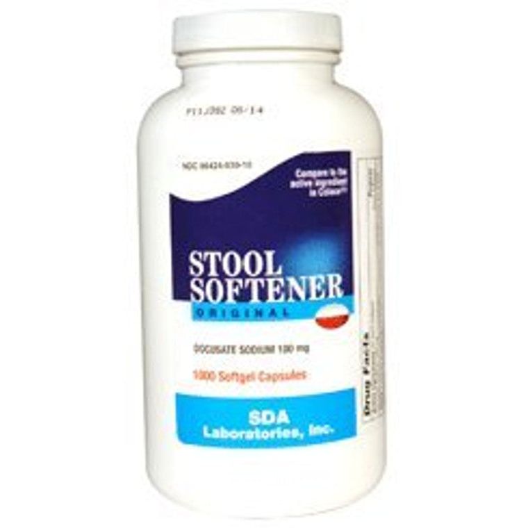 SDA Labs SDA Labs Docusate Sodium, 100 Mg, 1000 Softgel Capsules Medicine Cabinets White Smoke