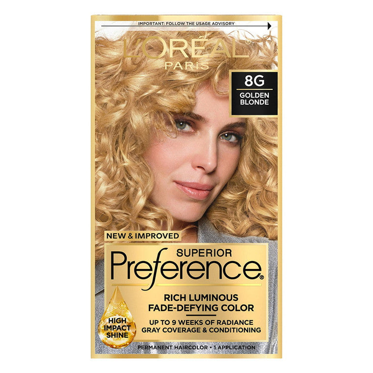 Superior Preference Superior Preference L'Oreal Paris Fade-Defying Shine Permanent Hair Color, 8G Golden Blonde, 1 Kit Hair Color
