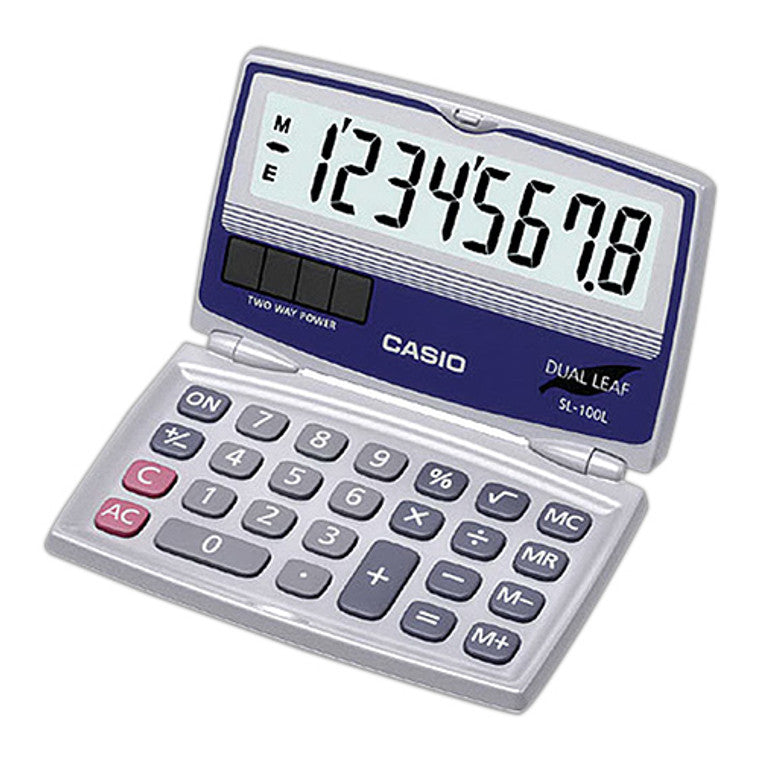 Casio Casio SL-100L Solar Calculator With Folding Hard Case Calculators White Smoke