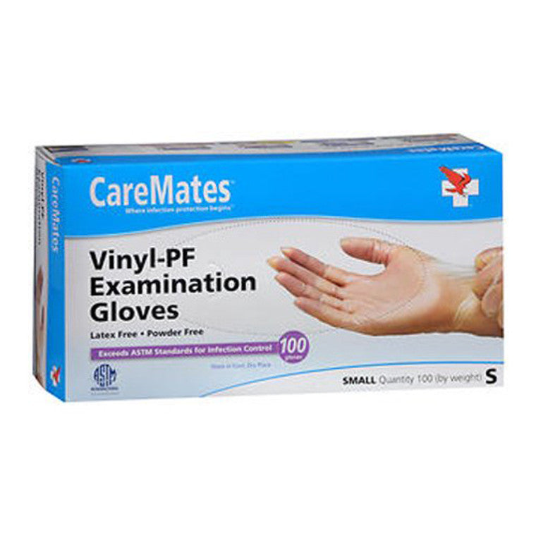 CareMates CareMates Vinyl Powder Free Exam Gloves, Small Gloves & Mittens