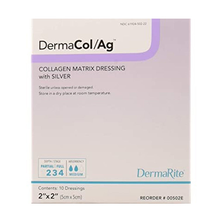 Dermarite Skin Care DermaRite® DermaCol™ Ag Collagen Dressing with Silver - 2" x 2" Medical Supplies