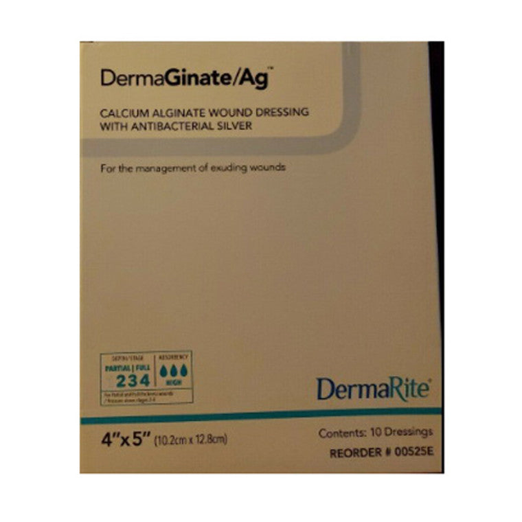 DermaGinate/ Ag DermaGinate/ Ag Antimicrobial Silver Dressing 4" X 5" Calcium Alginate Gauze Medical Supplies