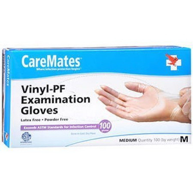 CareMates CareMates Vinyl Exam Gloves, Medium, 100 Count – Latex-Free & Powder-Free Medical Grade Disposable Gloves