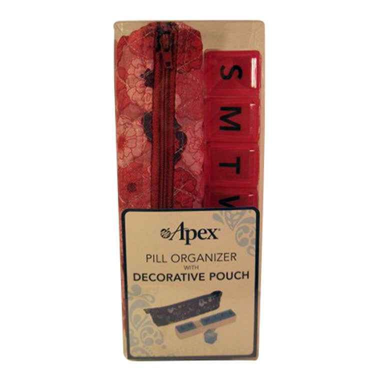Apex Apex Pill Organizer with Discreet Carry Pouch - 7 Day AM/PM Health Care Rosy Brown
