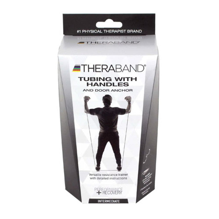 Thera-Band Thera-Band Professional Latex Resistance Tubing With Handles, Soft Handles And Door Anchor, 48 Inch, Black, Special Heavy, Advanced Level 1 Fitness & Nutrition White Smoke