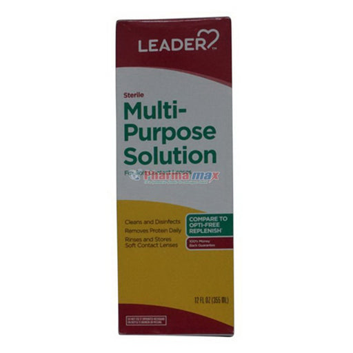 Leader Leader Multi-Purpose Solution For Contact Lenses, 12 Oz Contact Lens Solution Saddle Brown