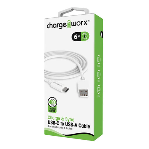 Chargeworx Chargeworx  Usb -Ausb -C 6Ft Wht 1 Cables