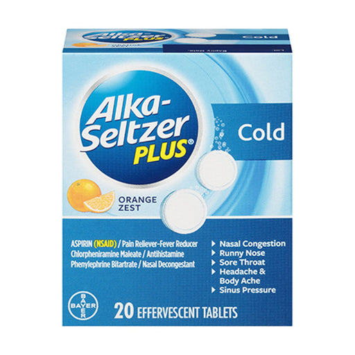 Alka-Seltzer Alka-Seltzer Plus Cold Orange Zest Effervescent Tablets 20 Ct Box Health & Beauty Steel Blue