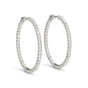 Bids.com 14k White Gold Diamond Hoop Earrings with Shared Prong Setting (2 cttw) Earrings