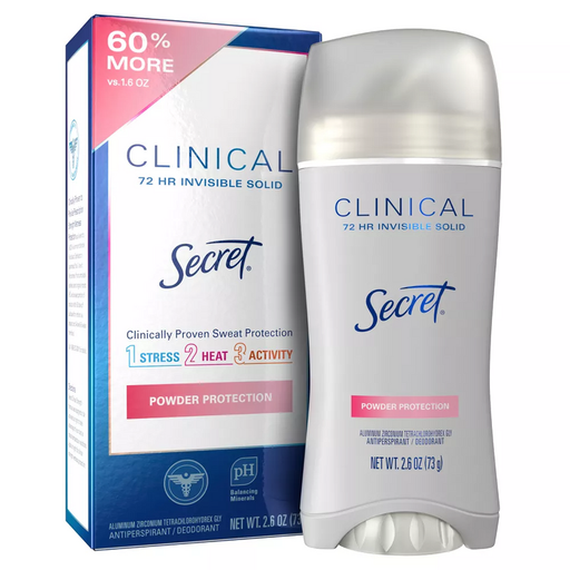 Secret Secret Clinical Strength Invisible Solid Antiperspirant And Deodorant For Women - Protecting Powder - 2.6oz Deodorant