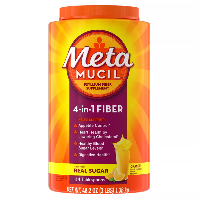 Metamucil Metamucil Psyllium Fiber Supplement By Meta Orange Smooth Sugar Powder 114 Doses, 48.2 Ounce Health & Beauty Brown