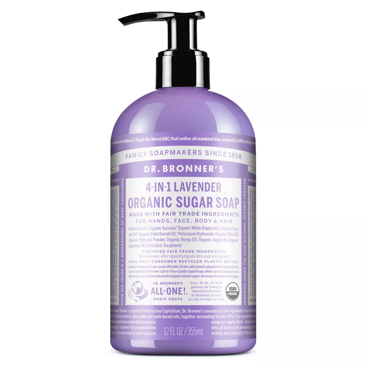 Dr Bronner's Dr Bronner's Sugar Soap, Organic, 4 In 1, Lavender 12 Fl Oz Health & Beauty