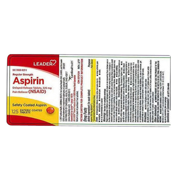 Preferred Pharmacy Preferred Pharmacy Leader Regular Strength Aspirin 325mg Enteric Coated Tablets Medicine Cabinets Dark Gray