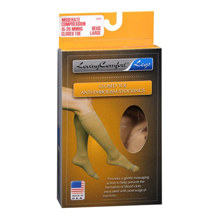 Scott Specialties Loving Comford Anti-Embolism Stockings Knee High Closed Toe Womens 12-20Mmhg, Beige XLarge - Personal Care