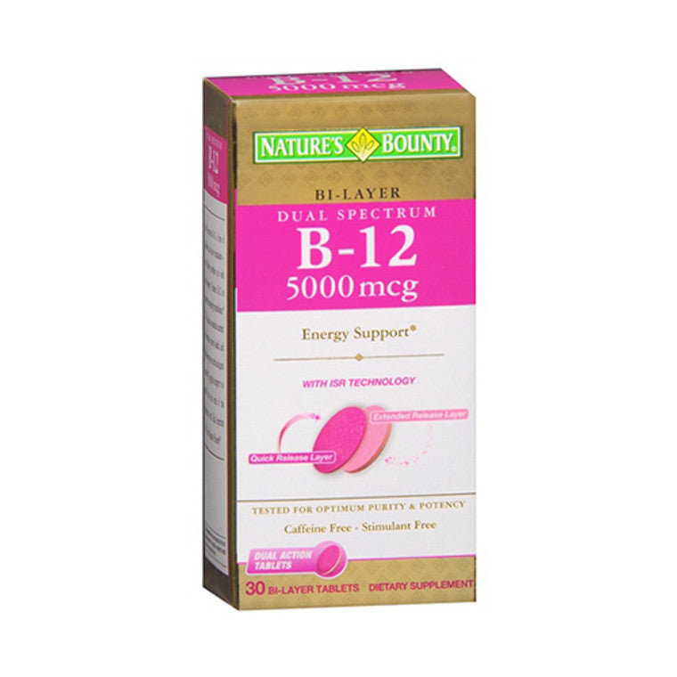 Nature's Bounty Nature's Bounty Vitamin B-12, Dual Spectrum, 5000 Mcg, Bi-Layer Tablets Vitamins & Supplements Lavender