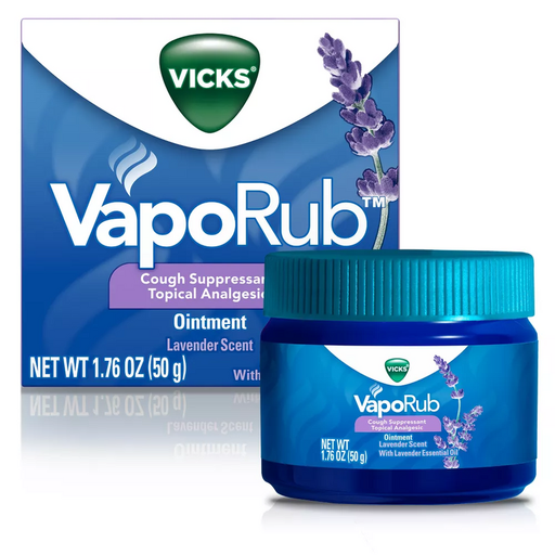 Vicks Vicks Vaporub, Lavender Scent, Cough Suppressant, Topical Chest Rub & Analgesic Ointment, 1.76 Oz Health & Beauty White Smoke