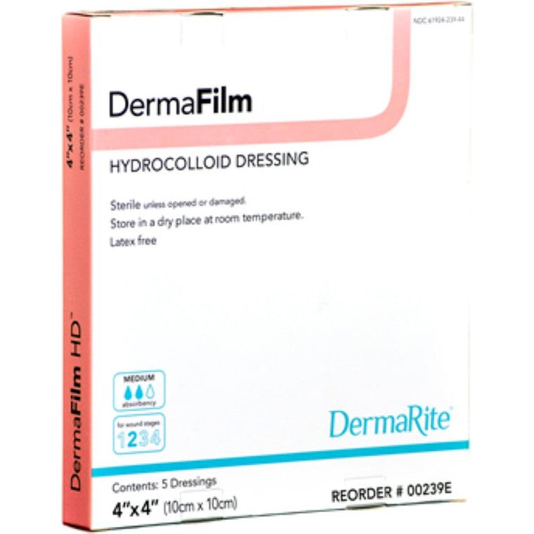 DermaRite DermaRite Thin Hydrocolloid Dressing Film Backing 4 X 4 Inch Square 00259E, Count Of 1 Medical Supplies White Smoke