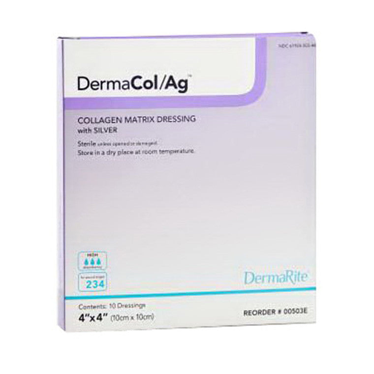Dermarite Skin Care DermaRite DermaCol/Ag Collagen Matrix Wound Dressing with Silver, 4" x 4" (10 Count/Box) Medical Supplies