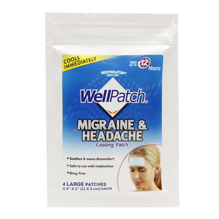 WellPatch Wellpatch Migraine & Headache Cooling Patches, Instant Drug-Free Relief, 2 x 4.3 in, 4 Count Heating Pads