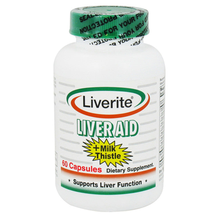 Liverite Liver Aid Liverite® Liver Aid with Milk Thistle - 60 Capsules - Liver Detox & Health Formula Vitamins & Supplements