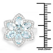Bids.com 2.88 Carat Genuine Aquamarine .925 Sterling Silver Ring Rings