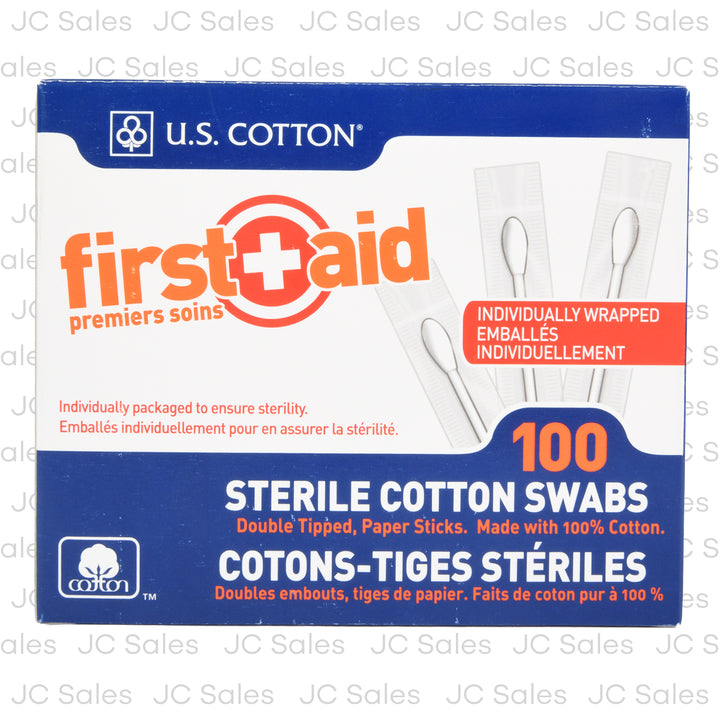 First Aid Individually Wrapped Sterile Cotton Swabs - 100 Count Pack, Medical Grade Applicators