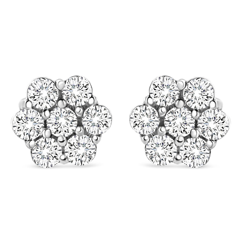 Bids.com 14K White Gold 1/2 cttw Round-Cut Diamond Floral Stud Earrings (I-J Color, SI2-I1 Clarity) Earrings