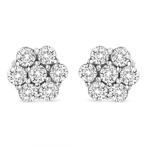 Bids.com 14K White Gold 1/2 cttw Round-Cut Diamond Floral Stud Earrings (I-J Color, SI2-I1 Clarity) Earrings