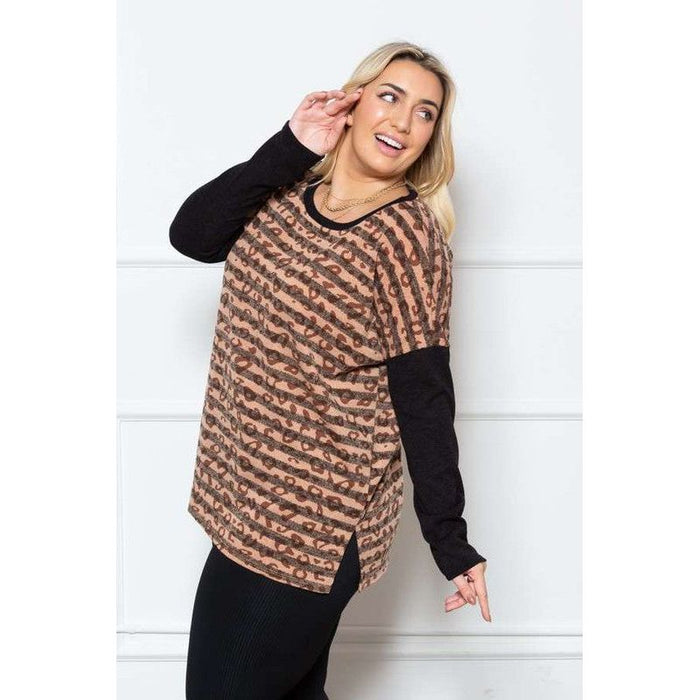 STRIPED ANIMAL PRINT LONG SLEEVE