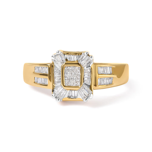 Bids.com 10K Yellow Gold 1/2 Cttw Diamond Composite and Halo Ring (H-I Color, SI1-SI2 Clarity) - Ring Size 7 Rings