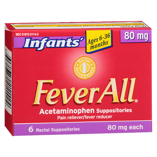 FeverAll FeverAll Acetaminophen, 80 Mg, Infants, Suppositories Health & Beauty