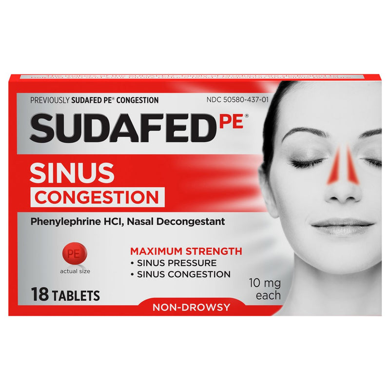 Sudafed Sudafed PE® Maximum Strength Sinus Congestion – 10 mg Non-Drowsy Tablets Health & Beauty Light Gray