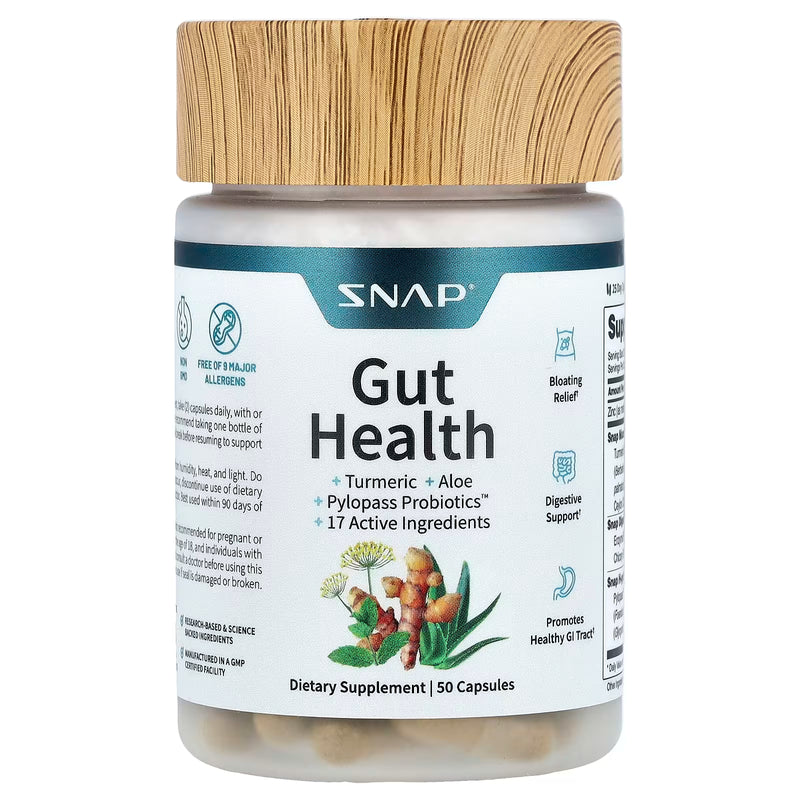 Snap Supplements SNAP Gut Health - Turmeric + Aloe + Pylopass Probiotics 50 Capsules Vitamins & Supplements