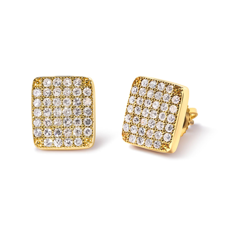 Bids.com 14K Yellow Gold 1/2 Cttw Diamond Square Shaped Composite Cluster Stud  Earrings (I-J Color, I1-I2 Clarity) Earrings