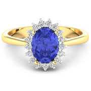 Bids.com 1.92 Carat Genuine Tanzanite and White Diamond 14K Yellow Gold Ring Rings