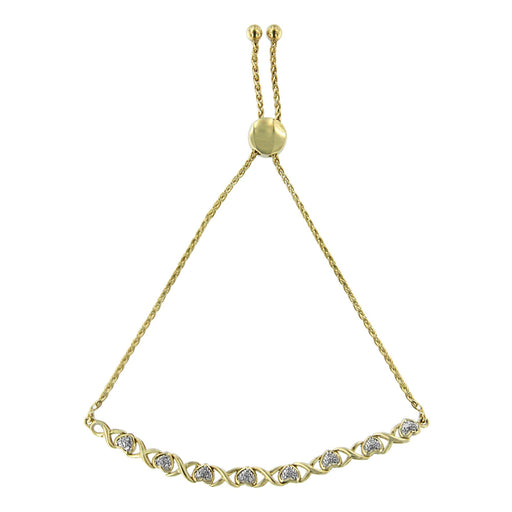Bids.com 10K Yellow Gold over .925 Sterling Silver 1/10 Cttw Diamond Heart and X-Link 6â€-9â€ Adjustable Bolo Bracelet (H-I Color, I2-I3 Clarity) Bracelets