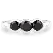 Bids.com 1.22 Carat Genuine Black Diamond .925 Sterling Silver Ring Rings