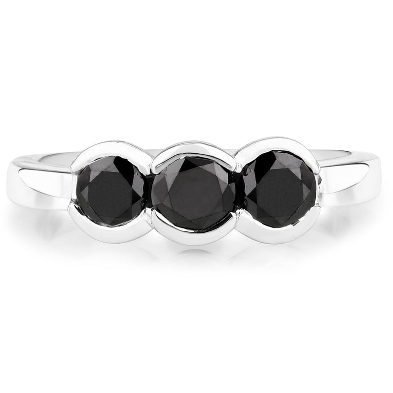 Bids.com 1.22 Carat Genuine Black Diamond .925 Sterling Silver Ring Rings