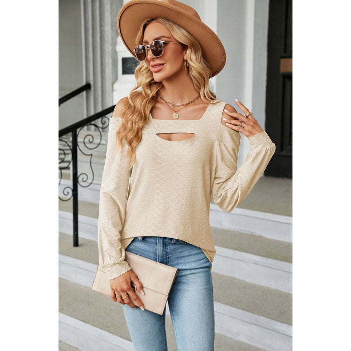 Cold Shoulder Square Neck Cutout Blouse