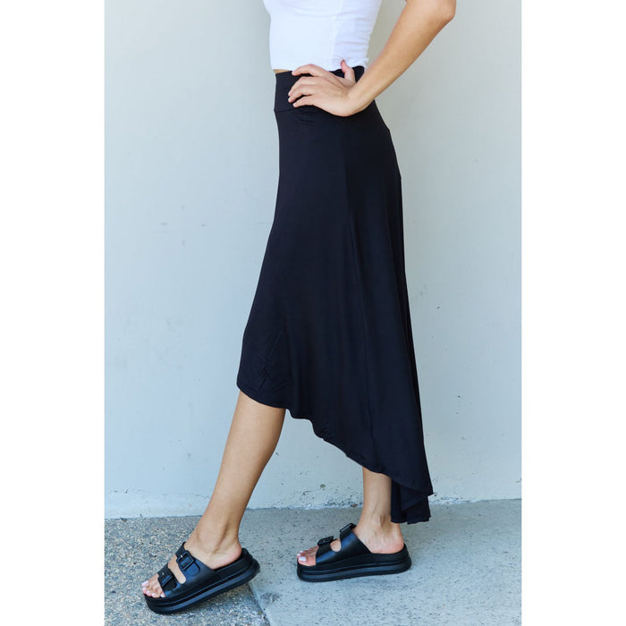 High Waisted Flare Maxi Skirt in Black