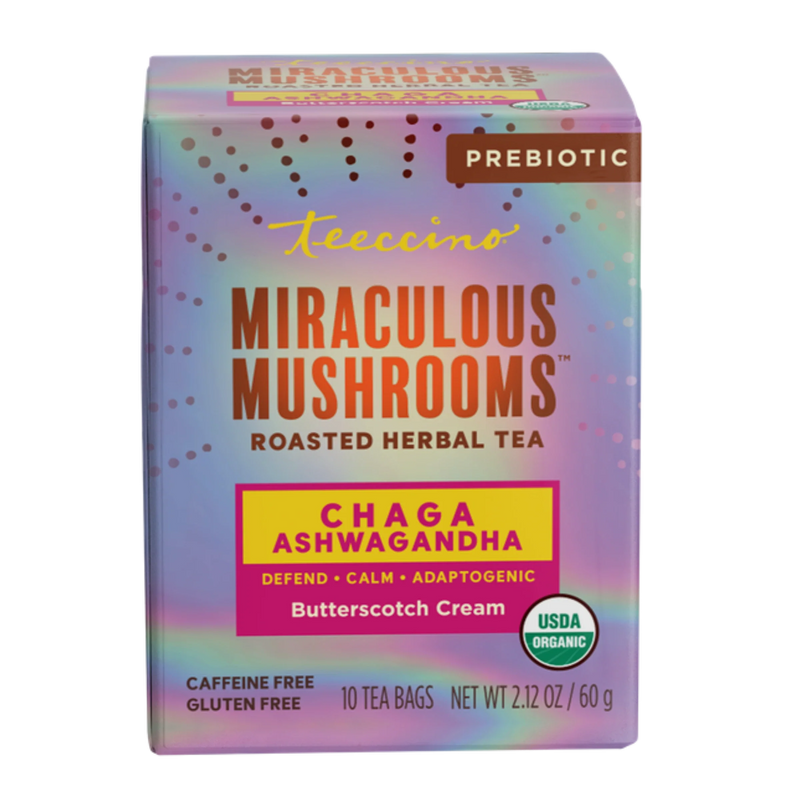 Teeccino Chaga Ashwagandha Butterscotch Cream Mushroom Herbal Tea Herbal Tea