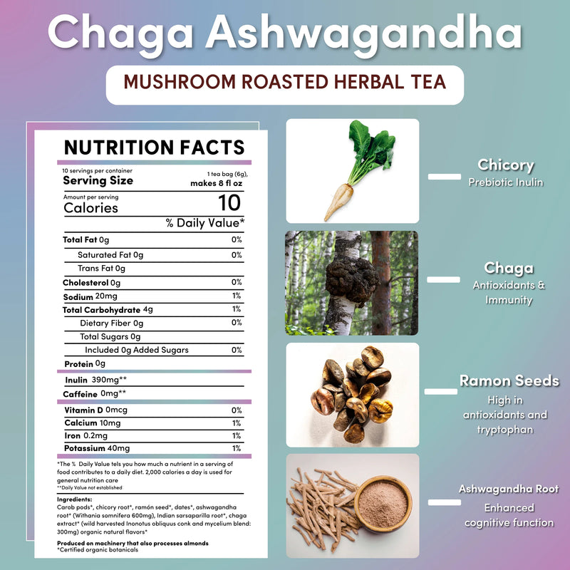 Chaga Ashwagandha Butterscotch Cream Mushroom Herbal Tea