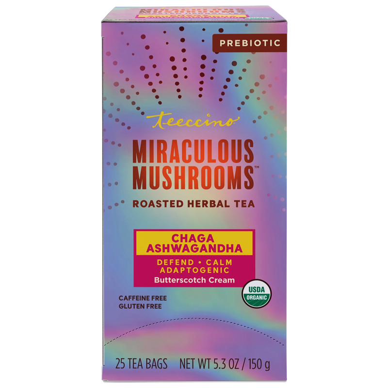 Teeccino Chaga Ashwagandha Butterscotch Cream Mushroom Herbal Tea Herbal Tea Light Slate Gray 25 tea bags