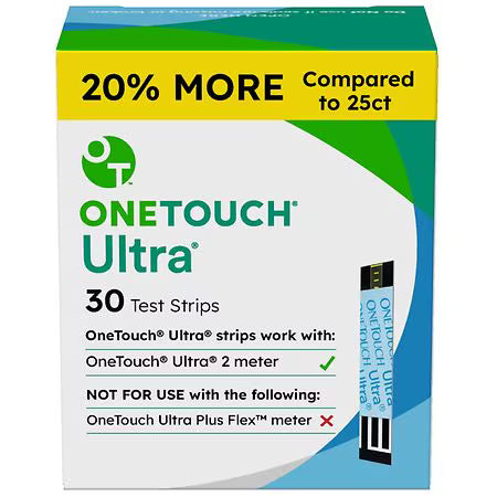 OneTouch OneTouch Ultra Test Strips One size, Test Strips 1 vial of 30ct - 30.0 ea Test Strips