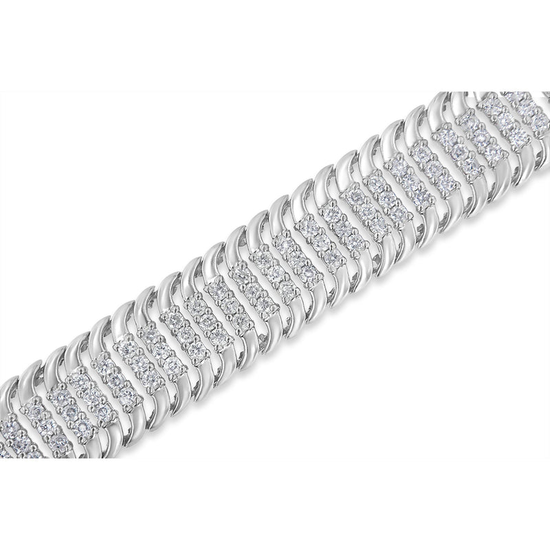Bids.com 14K White Gold 5.0 Cttw Round Brilliant Cut Diamond 7" S Wave Serpentine Tennis Bracelet (H-I Color, I1-I2 Clarity) Bracelets